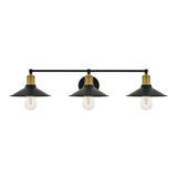 Living District Etude 3-Light Mid-Century Metal Wall Sconce In Brass And Black