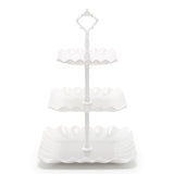Coitak 3 Tier Cupcake Stand, Plastic Tiered Serving Stand, Wavy Dessert Tray for Tea Party, Birthday and Wedding (Pure White)