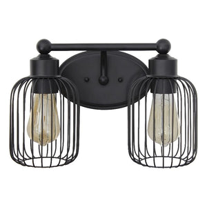 All The Rages Ironhouse 2-Light Metal & Glass Vanity Fixture In Black/Clear