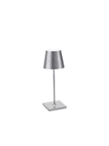 Zafferano, Poldina Pro Mini Lamp with Silver Leaf, Rechargeable Cordless Table Lamp with Touch Controls, Usable as an Indoor Lam