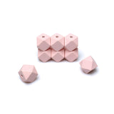 20mm Geometric Wood Beads Light Pink Polygon Wooden Loose Spacer Beads with 4mm Hole for Garlands Making/Home Farmhouse Wall Dec