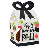 Big Dot of Happiness Lets Roll Sushi Square Favor Gift Boxes Japanese Party Bow Boxes Set of 12