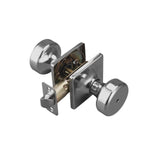 STARPY Polished Chrome Door Knobs with Square Rosette, Pismo Door Knob with Lock, Privacy Door Handles Interior for Bath & Bed