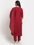 Anni Designer Women'S Cotton Kurta With Pant & Dupatta (Gouri Red X-Large),Red,XL,,,