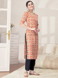 Pinkmint Kurta Set For Women Cotton Printed Straight Kurta With Pant (Pack Of 1) Multicolor24 Xl