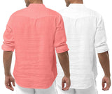 Royalscout Men'S Cotton Polyester Blend Solid Regular Fit Full Sleeve Short Kurta | Ethnic, Lightweight Summer Kurta For Daily & Occasion Use Peach-White Peach-White 3Xl