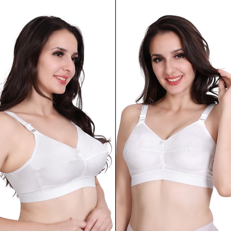 Trylo Riza Cottonfit Bra Combo Pack White & White 36 E - Cup - Pack Of-2,WHITE & WHITE,36,B0DQKVRTNP