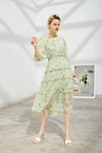 Toplot Dress For Women With Floral Print (Dress-5133-Pista-S) Green,Green,,B0CPPMZ4PT