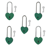 Gradleen 5PCS Single Heart Lock with Key 3.5 Inches,50mm Love Padlock Rubber Painting Green Metal Love Lock for Lovelock Bridge,