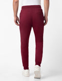 Fyltr Men'S Casual Straight Leg Joggers With Stripe Tape Detail - Elasticated Waist With Drawstring | Zip Pockets | Solid Color,Berry Cherry,Berry Cherry,32