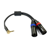 Rannsgeer 3.5mm TRS Stereo Right Angle to Dual XLR Male Y-Splitter Cable R7C0B (8 Inch)