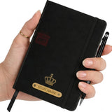 Zift Personalized A6 Pocket Diary With Name, Custom Metal Roller Pen & Choice Of Charm | Hard Bound Pu Leather Notebook (6 X 4.2