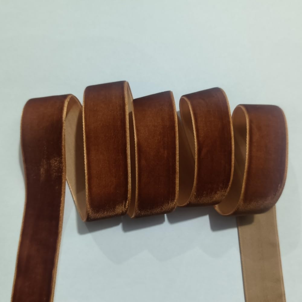 8 Yards 1(25mm) Velvet Ribbon for Wedding Christmas Gift Box Wrapping Bow Making Bouquet Wrap DIY Craft Decor (Dark Brown, 1