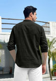 Royalscout Men'S Cotton Polyester Blend Regular Fit Full Sleeve Kurta Perfect For Special Occasions, Family Events, Or Daily Ethnic Wear Black 3Xl