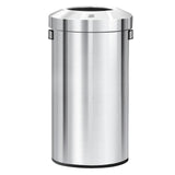 EKO 32-Gallon Round Stainless Steel Open Top Trash Can, Large Commercial Waste Bin with Detachable Lid and Carrying Handle, Brus