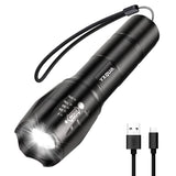 YXQUA USB Rechargeable Flashlights, 8381 High Lumens Lights, 3 Modes, Zoomable & Waterproof Super Bright Flash Light for Camping