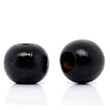 Round Wood Beads 10mm x 9mm Diameter with 3mm Hole, Black, 600