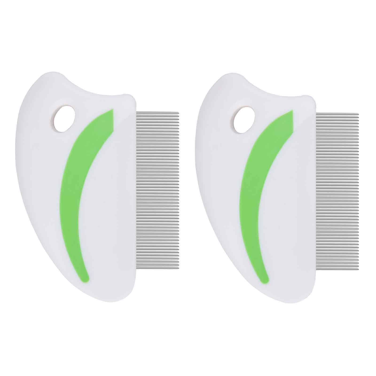 Brillirare 2 Pack Flea Lice Comb, Stainless Steel Dog Cat Grooming Combs with Rounded Teeth, Professional Pet Tear Stain Remover