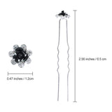 BETITETO 40 Pcs U-Shaped Flower Rhinestone Hair Pins Crystal Hair Accessories for Bridal Wedding Party Girls' Sweet Sixteen (Bla