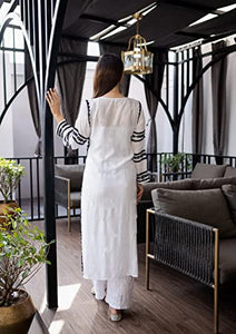 Anni Designer Women'S Cotton Blend Embroidered Straight Kurta (Stho-White-Nw_3Xl_White_Xxx-Large),White,3XL,Cotton Blend,Regular,kurta