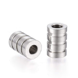Fashewelry 100Pcs Stainless Steel Grooved Column Spacer Beads 9x6mm Metal Loose Tube Beads for Jewelry Making Hole: 3mm