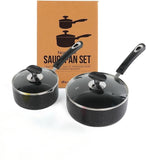 RATWIA Nonstick Saucepan Set - 1 Quart and 2 Quart,Ultra Non Stick Sauce Pan Small Pot with Glass Lid,Great for Home Kitchen Res