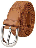 Veteran MenS/WomenS Stretchable Braided Cotton Belt And Flexible, Non Leather Belt,Formal Casual Wear (Tan Color, Free Size Up