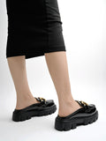 Shoetopia Front Buckle Detailed Black Loafers For Women & Girls /Uk5-Eu38,Black,5,B0CHVWBJNJ