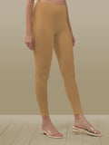 Lyra Women Solid Premium Cotton Ankle Length Leggings | Mid-Waist | Fashionwear Gold L