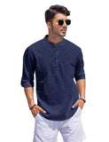 Bellstone Men'S Cotton Blend Solid Regular Kurta Shirt (Kurta1500_Single_Navy Blue_M