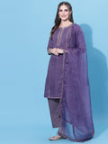 Sanisa Women'S Embroidery Chinnon Straight Kurta Set With Dupatta (35Kbd444N-M_Pastel Purple)