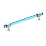 Belwith-Keeler B076308GC-14 Chrysalis Collection Pull, 6-5/16 Inch (160mm) Center to Center, Polished Nickel with Cerulean Glass