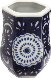 Benjara Elegantly Crafted Bath Accessories, Set Of 4, Blue And White