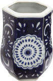 Benjara Elegantly Crafted Bath Accessories, Set Of 4, Blue And White