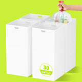 30 Gallon Disposable Trash Cans for Parties, 4 Pack Extra Large Portable Trash Can White Pop Up Trash Cans Bin, Recycle Collapsi