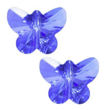 100pcs Cute Czech Butterfly Center Drilled Crystal Glass Beads 10mm (0.4 Inch) September Sapphire Blue Birthstone #5754
