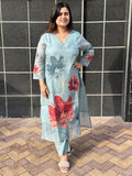 Gosriki Women'S Rayon Viscose Printed Straight Kurta With Pant (Susan Sky-Vks03-Gs_M_Sky Blue_Medium),Sky Blue,,B0F6NL164G