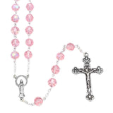 Pink Aurora Borealis Crystal Rosary for Women, Immaculate Conception of Mary