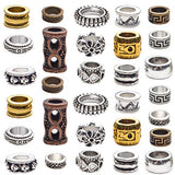 30 Pieces Tibetan Style Metal Beads Dreadlock Beads Large Hole Rodelle Round Loose Beads for Necklace Bracelet Jewelry Making Ac