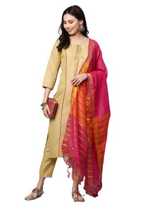 Gosriki Women'S Cotton Straight Kurta With Pant & Dupatta (Karnivel-Beige_S-Go_Beige_Small),Beige,,B09HQJKLHD