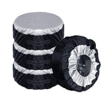 Comily Plus+ 4pcs/Set 210D Polyester Spare Tire Covers Storage Tote Bags with Handle Fit for 16-18 Tyres in Diameter-Black/Silve