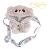 niannyyhouse 20cm Plush Doll Clothes Rabbit Bear Coat Glasses Satchel 8in Doll Dress Up (Brown)