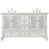Elegant Decor Rhodes 60 Double Marble Top Bathroom Vanity In Antique White