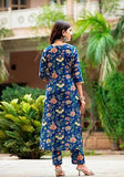 Gosriki Women'S Cotton Blend Straight Printed Kurta With Pant & Dupatta (Jdp Blue-Nw-Gs_M_Blue_Medium),Blue,,B0CC5RYGP1