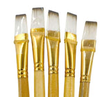 Beads & Craft: Flat Paint Brushes Set With Soft Synthetic Washable Bristles And Wooden Handle For Canvas Painting, Watercolor, A