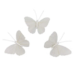 Berfutall Feather Butterfly Decorations Set of 12 pcs White Craft Butterflies on Wire .Party Spring Home Decor Floral Pics