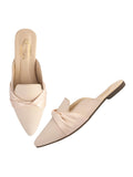 Shoetopia Women'S Creamslip-On Mules Pointed Toe Flats With Satin Ribbon Detailing | Stylish Casual & Office Eu36,Cream,3,B0DZVMVJYQ