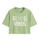Toplot Text Printed Round Neck Crop Top For Women (Vibes-Crop-Top-5202-Pista-Xs),Pista,,B0DCTK1S7H