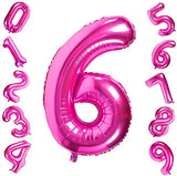 Atpata Funky Pink Number Foil Balloons for Numeric Milestone Parties (16 INCH, 6)
