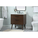 Elegant Decor Boise 30 Aluminum Mdf Single Bathroom Vanity In Walnut